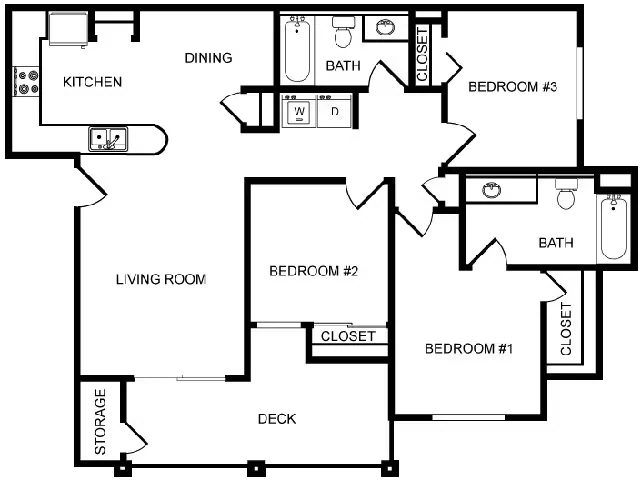 3 Beds • 2 Bath 0251 floor plan